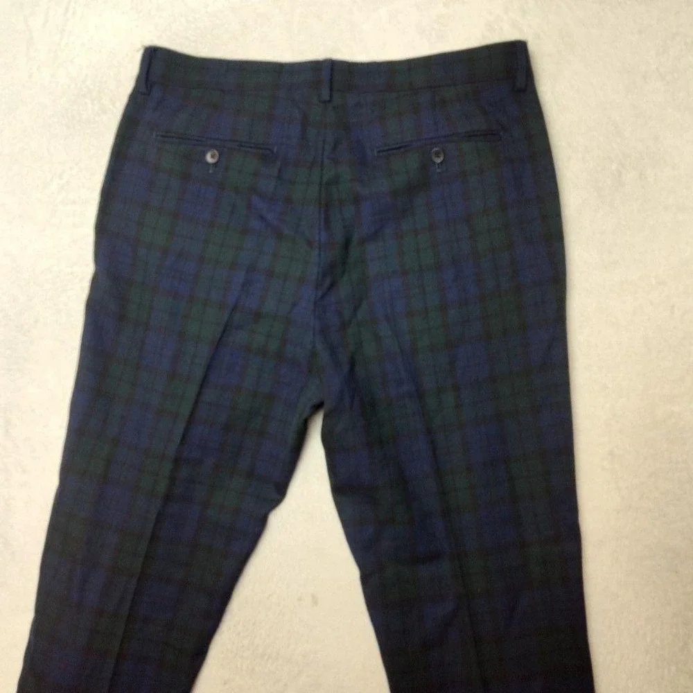 Banana Republic Pants Mens 33x34 Green Blackwatch Plaid Tweed Wool Tapered Dress